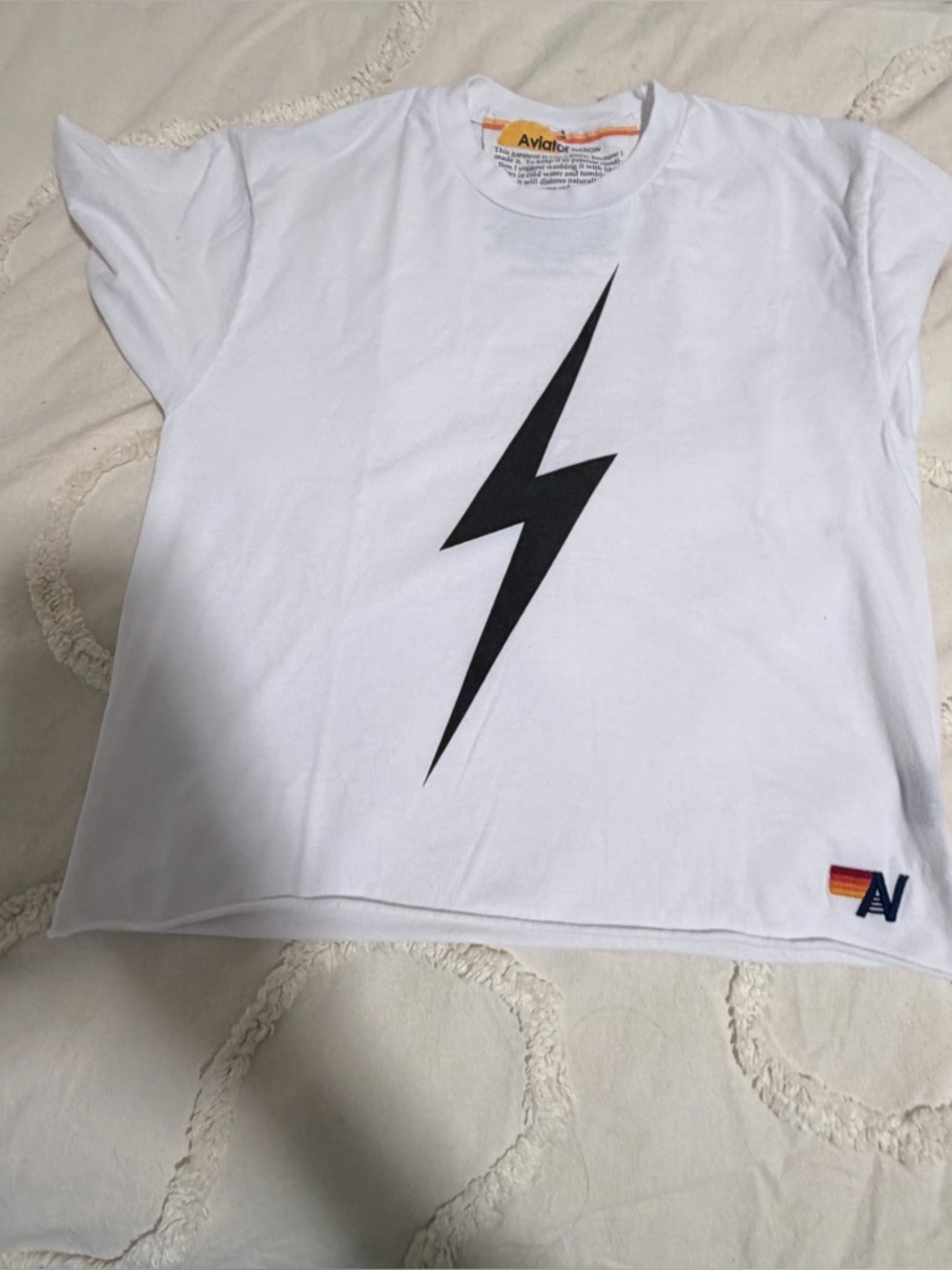Aviator Nation Kids White Lightning Bolt Tee